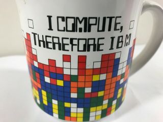 VINTAGE I COMPUTE THEREFORE IBM MUG Coffee Cup Computer Tech Geek Nerd Pixels 2