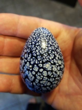 Obg Studio Art Glass Egg Paperweight Ornamental Blown Glass 1993