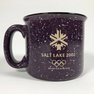 Salt Lake City 2002 Winter Olympics Large Purple Speckled Coffee/ Soup Mug