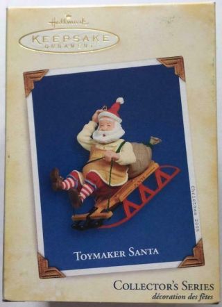 2005 Toymaker Santa Hallmark Ornament 6 Sledding Downhill Wood Sleigh 3