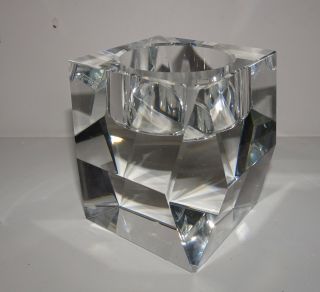 Rosenthal Votive Faceted Crystal Candle Holder 2 1/4 x 2 1/4 & 2 3/4 high glass 2