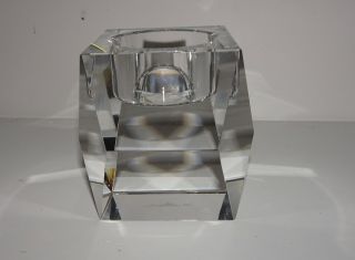 Rosenthal Votive Faceted Crystal Candle Holder 2 1/4 x 2 1/4 & 2 3/4 high glass 3