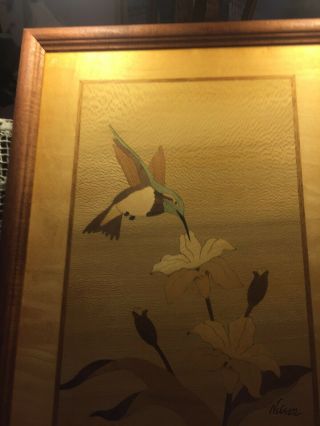Hudson River Marquetry Inlay “hummingbird”wood Picture Jeffrey Nelson