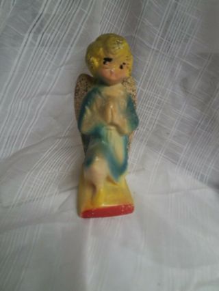 Vintage Chalkware Chalk Carnival Prize Angel Figurine Approx 8 " Tall