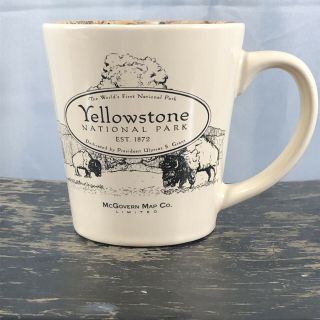 Yellowstone National Park Coffee Mug Cup Mcgovern Map Park Map On Inside Of Mug