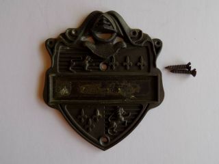 Vintage Knight Coat Of Arms Metal Name Door Plate Made In Usa