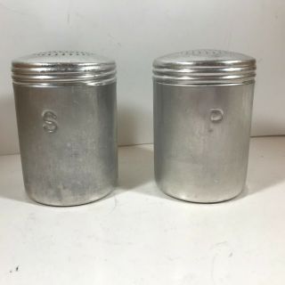 Vintage Aluminum 3 - 1/2” Salt And Pepper Shakers