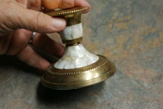 Solid Brass Candle Stick With Mother Of Pearl