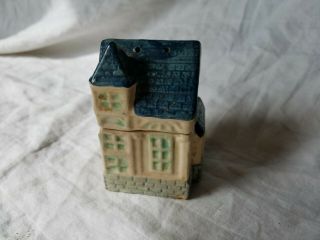 Vintage Ceramic Hand Painted Two Piece Victorian House Salt And Pepper Shakers