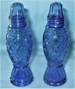 Avon Cobalt Blue Glass Vintage Salt & Pepper Shaker Set