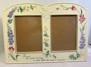 Lenox Porcelain Double Picture Frame " Treasure The Smiles Of Today.  "