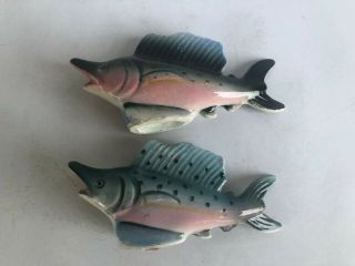 Marlin Fish Porcelain Salt And Pepper Shakers Figural