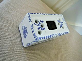 Vintage Porcelain Blue/white Floral Decor.  Flower Vase/frog Portugal Signed Exc