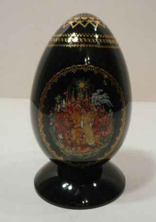 Vintage Ruslan And Ludmilla Russian Fairy Tale Egg With Stand And