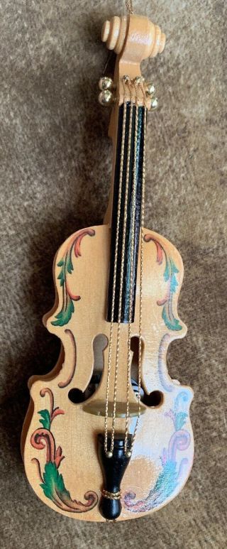 Vintage San Francisco Music Box Company Wooden Violin Ornament