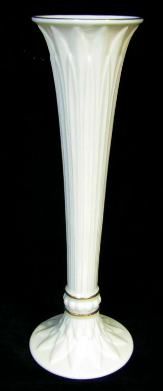 Lenox 9 " Trumpet Vase - Off White Porcelain With Gold Trim