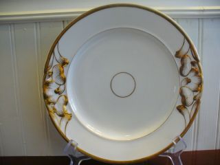 Vintage Hand Painted Porcelain Gold Floral Motif 9.  5 " Plate