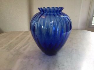 8 1/2 Inches Gorgeous Dappled Cobbalt Blue/white Vase