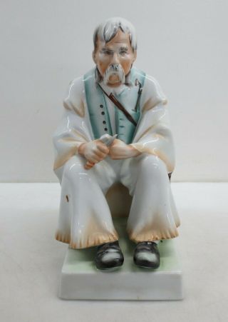 Vintage Zsolnay Hungary 12.  75 " Sitting Wood Carving Man Porcelain Figure