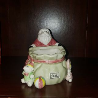 Fitz And Floyd Santa With Toy Sack Candy Dish Or Candle Holder Christmas 1981