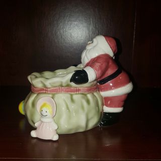 Fitz and Floyd Santa with Toy Sack Candy Dish or Candle Holder Christmas 1981 3
