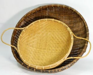 Baskets/wicker/rattan/woven/winnowing/round/display/storage/asian/boho Chic/ 2