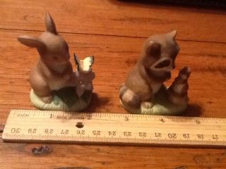 Homco 2 Baby Animals 1418 Bunny Butterfly Racoon Squirrel 4 5