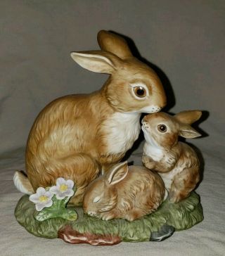 Homco Masterpiece Porcelain Bunny Blessings Figurine From 1990