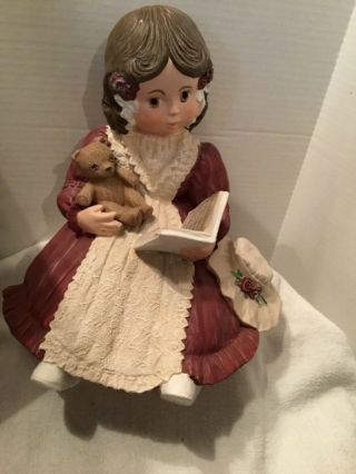 Girl With Bear Reading Book Porcelain Figurine Reading Goldilocks & The 3 Bears
