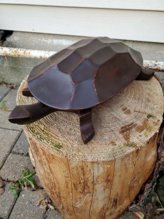 Vintage Unique Large Wooden Turtle Trinket Box Hand Carved