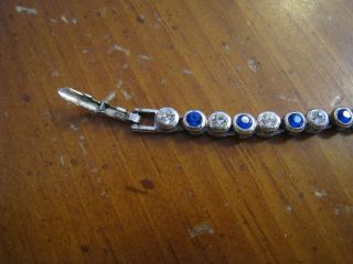 Vintage Avon Tennis Bracelet,  Clear Rhinestone and Blue Stones Adjustable 3
