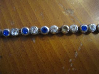 Vintage Avon Tennis Bracelet,  Clear Rhinestone and Blue Stones Adjustable 4