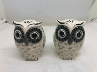 Vintage Owls Salt Pepper Shakers Set Ceramic Figurines Retro Gray