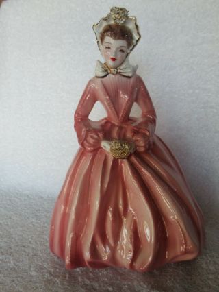 Florence Ceramics Pasadena California Abigail Woman Figurine Pink 8 1/2 "