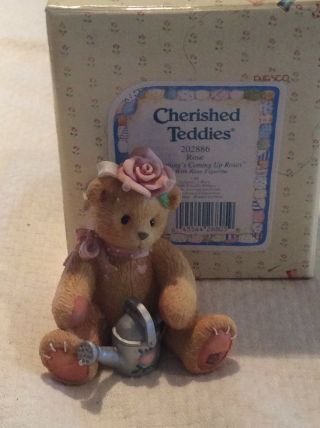 Cherished Teddies By Enesco Rose Girl With Pink Rose Figurine 202886 (1996)