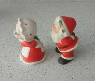 Vintage Lefton Christmas Kissing Santa and Mrs Claus Figurines 3in Tall Holiday 3