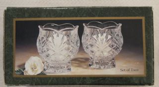 Crystal Clear Signatures Carolyn 3 " Candle Votive 24 Lead Crystal Set Of 2