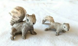 Vintage (2) Miniature Matte Gray And White Squirrels