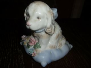 Snuggles Puppy Porcelain Music Box,  Heritage House Soft And Sweet