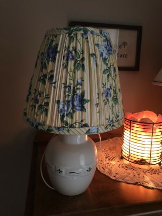 Longaberger Heritage Green Pottery Lamp With Shade Woven Traditions