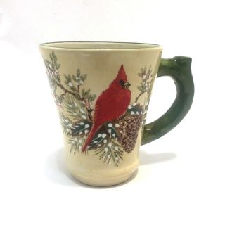 Cardinal Coffee Mug Cup Christmas Pine Cones 15 Oz Pacific Rim