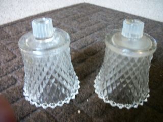 2 Vintage Home Interiors Diamond Cut Clear Votive Cups W Grippers