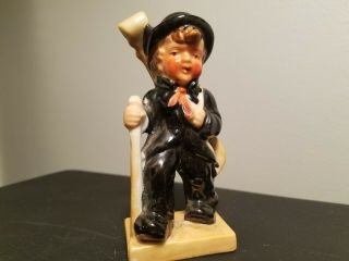 Vintage Boy Figurine Carrying Violin And Walking Stick Made In Japan
