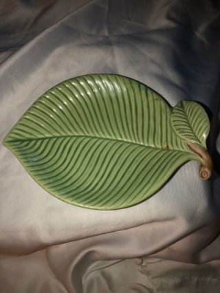 Fitz & Floyd Green Leaf Trinket Dish Snack Tray Plate Japan (l)