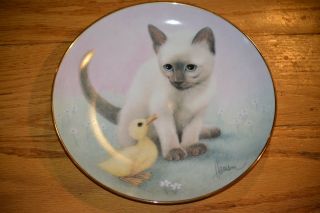 1990 Bob Harrison Chance Meeting Petals And Purrs Cat Plate 8 1/2 "