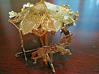 Danbury 20k Gold Plated 1989 Annual Gold " Christmas Carousel " Ornament