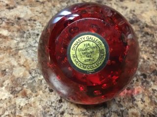 Dynasty Gallery Heirloom Collectibles Red Art Glass Apple Paperweight 3” tall 5