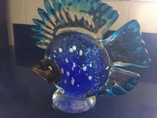 Large Blown Art Glass Tropical Fish Figurine