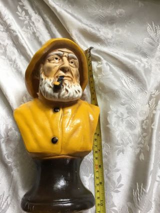 Vintage Fisherman Bust Sea Captain Nautical Man Statue Yellow Rain Coat