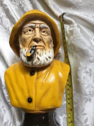 VINTAGE FISHERMAN BUST Sea Captain Nautical Man Statue Yellow Rain Coat 3
